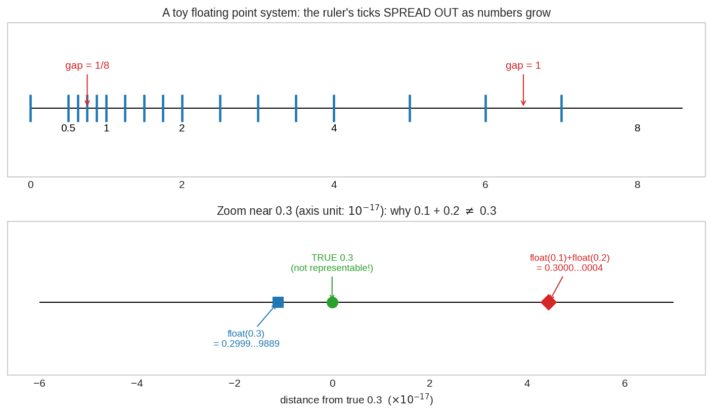 Floating point ruler and the 0.1+0.2 mystery